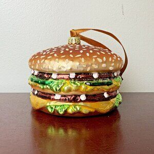 RARE 2005 McDonald’s Big Mac Burger Glass Christmas Tree Ornament
